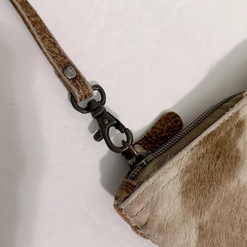 Myra cowhide leather and canvas upcycled crossbody bag EUC